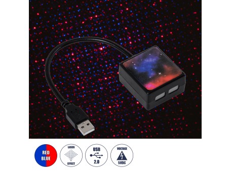 GloboStar® 81847 Διακοσμητικό Φωτιστικό Ειδικών Φωτορυθμικών Εφέ PARTY Disco LASER DC 5V με Καλώδιο Τροφοδοσίας USB Μπλέ Κόκκινο IP20 Μ26.5 x Π4.5 x Υ2.5cm