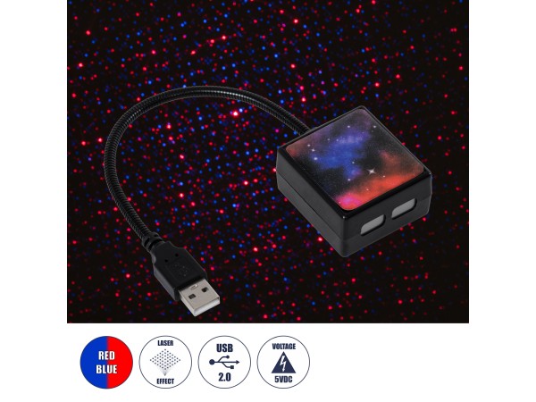 GloboStar® 81847 Διακοσμητικό Φωτιστικό Ειδικών Φωτορυθμικών Εφέ PARTY Disco LASER DC 5V με Καλώδιο Τροφοδοσίας USB Μπλέ Κόκκινο IP20 Μ26.5 x Π4.5 x Υ2.5cm