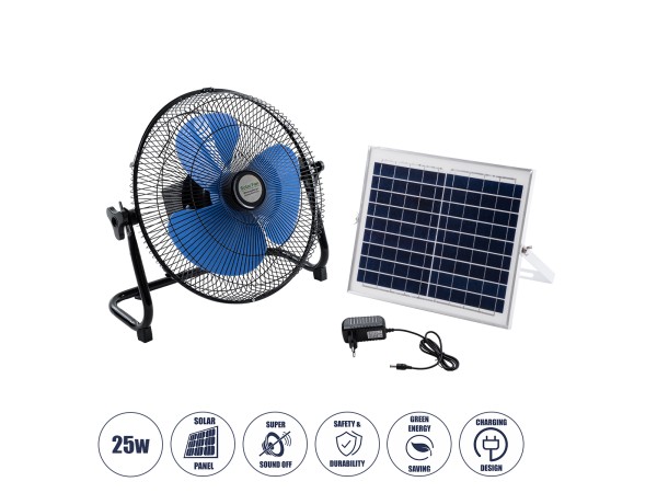 GloboStar® SOLARO-FAN 85351 Solar Fan Αυτόνομος Ηλιακός Επιδαπέδιος Ανεμιστήρας 25W 2 Λειτουργιών Ρεύματος με AC 220-240V ή με Φωτοβολταϊκό Panel 9V 12W & Επαναφορτιζόμενη Μπαταρία Li-ion 7.4V 4400mAh - 12 Ταχύτητες - Ενσωματωμένο USB 2.0 Charger Συσκευών GloboStar® SOLARO-FAN 85351 Solar Fan Αυτόνομος Ηλιακός Επιδαπέδιος Ανεμιστήρας 25W 2 Λειτουργιών Ρεύματος με AC 220-240V ή με Φωτοβολταϊκό Panel 9V 12W & Επαναφορτιζόμενη Μπαταρία Li-ion 7.4V 4400mAh - 12 Ταχύτητες - Ενσωματωμένο USB 2.0 Charger Συσκευών