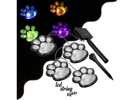 85700 Διακοσμητική Γιρλάντα Anime Footprints 2.5 Μέτρων με Controller 8 Προγραμμάτων Φωτισμού - 4 LED 1W με Ενσωματωμένη Μπαταρία 600mAh - Φωτοβολταϊκό Πάνελ - Αισθητήρα Ημέρας-Νύχτας - Βάση Κήπου & Μαύρο Καλώδιο Αδιάβροχη IP65 Πολύχρωμη RGB Μ2