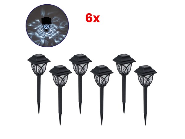 GloboStar® 85703 ΣΕΤ 6 Τεμαχίων Αυτόνομα Ηλιακά Φωτιστικά LED SMD 1W 100lm με Ενσωματωμένη Μπαταρία 600mAh - Φωτοβολταϊκό Πάνελ με Αισθητήρα Ημέρας-Νύχτας Αδιάβροχο IP65 Φανάρι Κήπου Τετράγωνο Ψυχρό Λευκό 6000K
