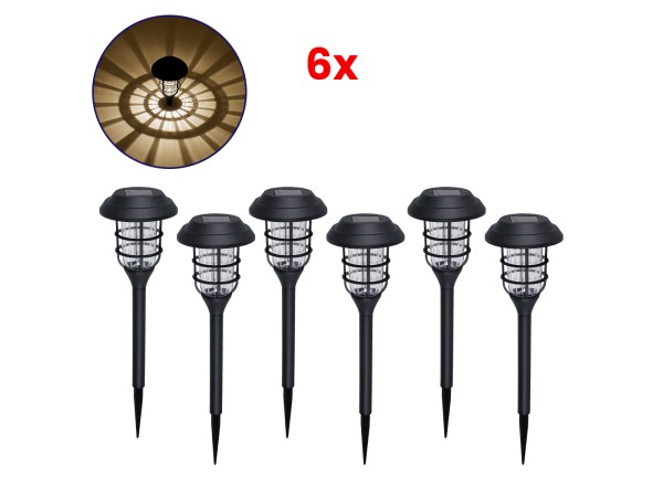 GloboStar® 85704 ΣΕΤ 6 Τεμαχίων Αυτόνομα Ηλιακά Φωτιστικά LED SMD 1W 100lm με Ενσωματωμένη Μπαταρία 250mAh - Φωτοβολταϊκό Πάνελ με Αισθητήρα Ημέρας-Νύχτας Αδιάβροχο IP65 Φανάρι Κήπου Στρογγυλό Θερμό Λευκό 3000K