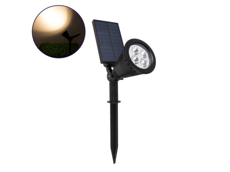 GloboStar® 85709 Μαύρο Προβολάκι Σποτ Κήπου Πλαστικό Καρφωτό LED HIGH POWER 8W 800lm με Ενσωματωμένη Μπαταρία 2200mAh - Φωτοβολταϊκό Πάνελ με Αισθητήρα Ημέρας-Νύχτας Αδιάβροχo IP67 Θερμό Λευκό 3000K