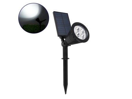 GloboStar® 85710 Μαύρο Προβολάκι Σποτ Κήπου Πλαστικό Καρφωτό LED HIGH POWER 8W 800lm με Ενσωματωμένη Μπαταρία 2200mAh - Φωτοβολταϊκό Πάνελ με Αισθητήρα Ημέρας-Νύχτας Αδιάβροχo IP67 Ψυχρό Λευκό 6000K