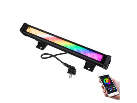 GloboStar® 85816 Μπάρα Εξωτερική LED SMD 5050 & 2835 20W 2000lm 180° AC 230V με Ασύρματο Wireless Bluetooth Αδιάβροχη IP66 Πολύχρωμη RGB+CCT Θερμό Λευκό 3000K - Λευκό Ημέρας 4500K - Ψυχρό Λευκό 6000K