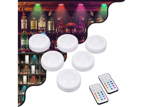 GloboStar® 85818 Φωτιστικά Νυκτός Μπαταρίας LED SMD 5050 6W 600lm με Ασύρματο Χειριστήριο RF - ΣΕΤ 6 Τεμαχίων Πολύχρωμα RGB