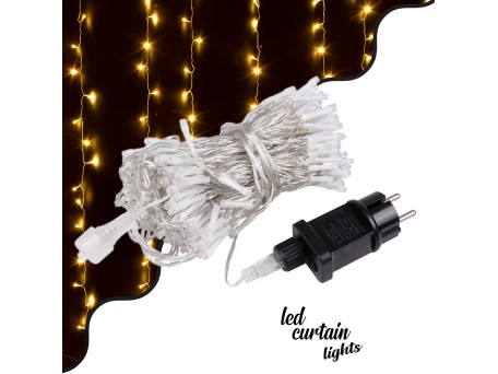 85826 Διακοσμητική Κουρτίνα 3 x 3 Μέτρα με Controller 8 Προγραμμάτων Εναλλαγών Φωτισμού - Επεκτεινόμενη 300 LED 3.6W AC 230V με Διάφανο Καλώδιο & Πρίζα Schuko Αδιάβροχη IP44 Θερμό Λευκό 2700K Μ3 x Υ3m