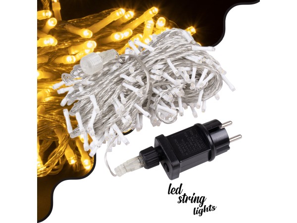 85836 Διακοσμητική Γιρλάντα 23 Μέτρα με Controller 8 Προγραμμάτων Εναλλαγών Φωτισμού - Επεκτεινόμενη 200 LED 3.6W AC 230V με Διάφανο Καλώδιο & Πρίζα Schuko Αδιάβροχη IP44 Θερμό Λευκό 3000K Μ23m