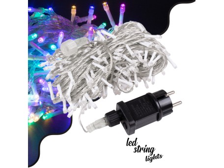 85838 Διακοσμητική Γιρλάντα 23 Μέτρα με Controller 8 Προγραμμάτων Εναλλαγών Φωτισμού - Επεκτεινόμενη 200 LED 3.6W AC 230V με Διάφανο Καλώδιο & Πρίζα Schuko Αδιάβροχη IP44 RGB Μ23m
