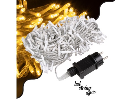 85839 Διακοσμητική Γιρλάντα 33 Μέτρα με Controller 8 Προγραμμάτων Εναλλαγών Φωτισμού - Επεκτεινόμενη 300 LED 3.6W AC 230V με Διάφανο Καλώδιο & Πρίζα Schuko Αδιάβροχη IP44 Θερμό Λευκό 3000K Μ33m