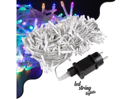 85841 Διακοσμητική Γιρλάντα 33 Μέτρα με Controller 8 Προγραμμάτων Εναλλαγών Φωτισμού - Επεκτεινόμενη 300 LED 3.6W AC 230V με Διάφανο Καλώδιο & Πρίζα Schuko Αδιάβροχη IP44 RGB Μ33m