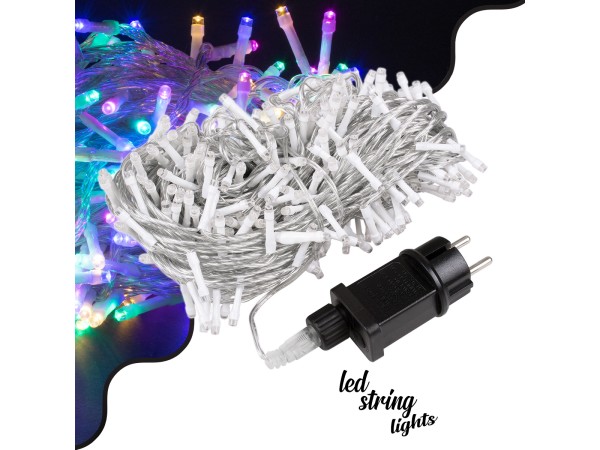 85841 Διακοσμητική Γιρλάντα 33 Μέτρα με Controller 8 Προγραμμάτων Εναλλαγών Φωτισμού - Επεκτεινόμενη 300 LED 3.6W AC 230V με Διάφανο Καλώδιο & Πρίζα Schuko Αδιάβροχη IP44 RGB Μ33m