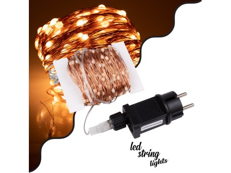 85845 Διακοσμητική Γιρλάντα 32 Μέτρα με Controller 8 Προγραμμάτων Εναλλαγών Φωτισμού - 300 LED 3.6W AC 230V με Χάλκινο Καλώδιο & Πρίζα Schuko Αδιάβροχη IP44 Θερμό Λευκό 3000K Μ32m