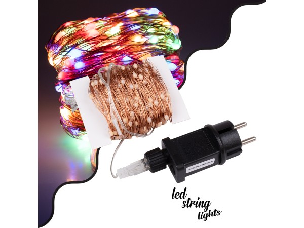 85847 Διακοσμητική Γιρλάντα 32 Μέτρα με Controller 8 Προγραμμάτων Εναλλαγών Φωτισμού - 300 LED 3.6W AC 230V με Χάλκινο Καλώδιο & Πρίζα Schuko Αδιάβροχη IP44 RGB Μ32m