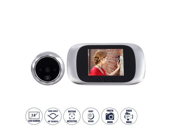 GloboStar® 86067 Επαναφορτιζόμενη Ψηφιακή Έξυπνη Camera Εξώπορτας 90° Μοιρών με Έγχρωμη Οθόνη 2.8 GloboStar® 86067 Επαναφορτιζόμενη Ψηφιακή Έξυπνη Camera Εξώπορτας 90° Μοιρών με Έγχρωμη Οθόνη 2.8