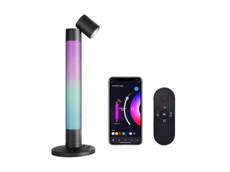 GLOBOSTAR® DESTINY GLB-106-0019 Επιτραπέζιο Φωτιστικό Πορτατίφ με RF Ασύρματο Χειριστήριο & Λειτουργία μέσω WiFi APP LED 10W 600lm 180° AC 220-240V IP20 Πολύχρωμο RGB Dimmable - Sanan SMD Chip - Μαύρο - Μ14 x Π14 x Υ40.5cm - 2 Χρόνια Εγγύηση