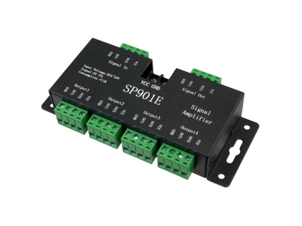 LED Digital RGB Ενισχυτής Σήματος SP901E LED Pixel WS2812B WS2811 SPI Signal Amplifier Repeater 10000 IC Professional Series 5v - 12v - 24v GloboStar 88774