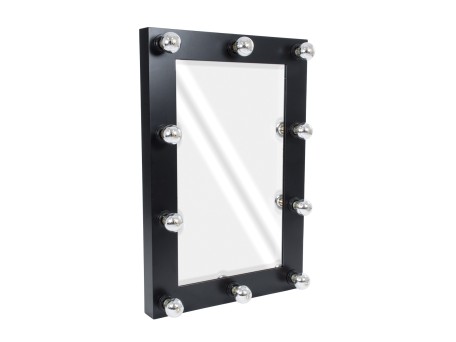 GloboStar® MAKEUP MIRROR-60x90-5 Μοντέρνος Καθρέπτης Μακιγιάζ με Πλαίσιο Φυσικού Ξύλου με Διακόπτη On/Off 10 x E27 AC220-240V - Μ60 x Π7 x Υ90cm - Μαύρος Έβενος