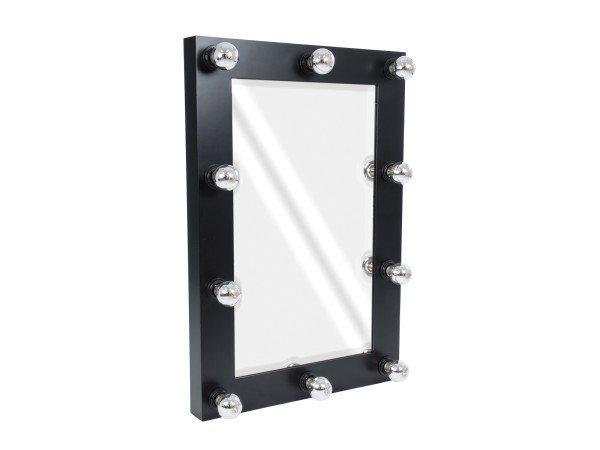 GloboStar® MAKEUP MIRROR-60x90-5 Μοντέρνος Καθρέπτης Μακιγιάζ με Πλαίσιο Φυσικού Ξύλου με Διακόπτη On/Off 10 x E27 AC220-240V - Μ60 x Π7 x Υ90cm - Μαύρος Έβενος