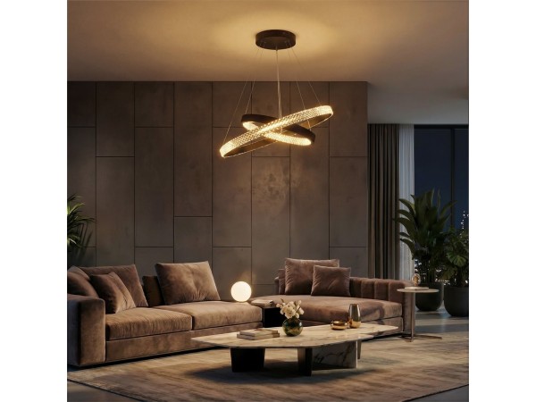 kelvo® DIAMOND KLV-101-0235-V2 Κρεμαστό Φωτιστικό Οροφής LED 75W 7500lm 360° AC 220-240V IP20 Ρυθμιζόμενο Λευκό CCT με Χειριστήριο από 2700K έως 6000K Dimmable - Lumileds SMD Chip - Μαύρο Ματ - Μ60 x Π60 x Υ40cm - 3 Χρόνια Εγγύηση