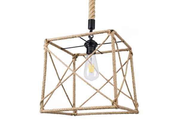 GLOBOSTAR® POLISHED 01616 Vintage Κρεμαστό Φωτιστικό Οροφής με Ντουί 1 x E27 AC 220-240V IP20 - Μαύρο & Μπεζ - Μ30 x Π30 x Υ30cm