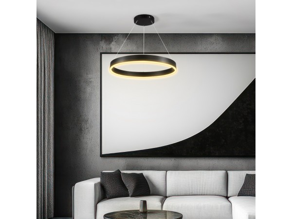 kelvo® VENOM KLV-101-0187 Κρεμαστό Φωτιστικό Οροφής LED 45W 4500lm 120° AC 220-240V IP20 Ρυθμιζόμενο Λευκό CCT με Χειριστήριο από 2700K έως 6000K Dimmable - Lumileds SMD Chip - Μαύρο Ματ - Μ60 x Π60 x Υ6.5cm - 3 Χρόνια Εγγύηση