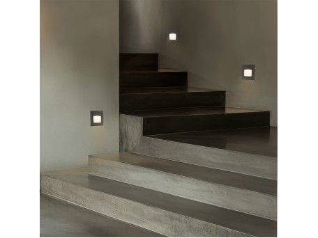 kelvo® STEPART KLV-101-0078 Χωνευτό Φωτιστικό Σκαλοπατιού / Διαδρόμου LED 3W 375lm 45° AC 220-240V Αδιάβροχο IP65 Θερμό Λευκό 2700K - Lumileds SMD Chip & TÜV SÜD Driver - Γκρι Ανθρακί Ματ - Μ8.5 x Π5 x Υ8.5cm / Q6.7 x 6.7cm - 5 Χρόνια Εγγύηση