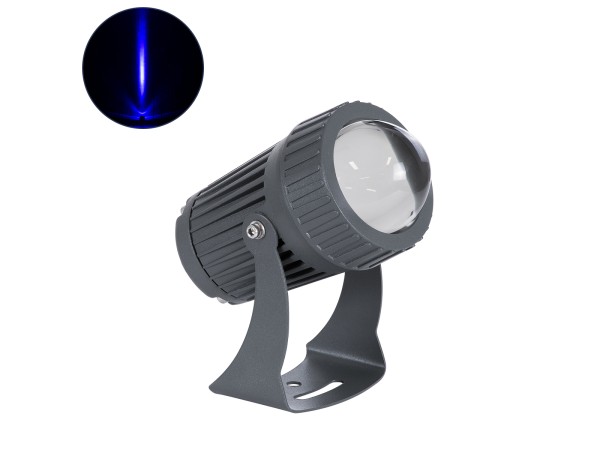 GLOBOSTAR® SPOTFENIA 90136 Αρχιτεκτονικό Σποτ Φωτισμου LED 10W 850lm 5° DC 24V Αδιάβροχο IP65 Μπλε Dimmable - Bridgelux COB Chip - Γκρι Ανθρακί - Μ7 x Π7 x Υ12cm - 3 Χρόνια Εγγύηση