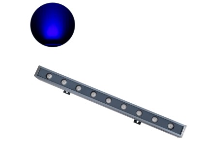 GLOBOSTAR® WASHERNAIA 90175 Μπάρα Φωτισμού Wall Washer LED 9W 765lm 30° DC 24V Αδιάβροχο IP65 Μπλε Dimmable - Bridgelux SMD Chip - Γκρι Ανθρακί - Μ50 x Π4 x Υ5cm - 3 Χρόνια Εγγύηση