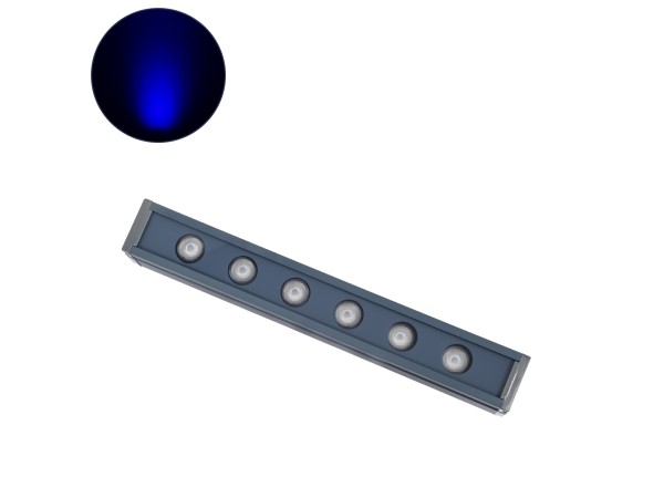 GLOBOSTAR® WASHERMARGO 90182 Μπάρα Φωτισμού Wall Washer LED 6W 510lm 30° DC 24V Αδιάβροχο IP65 Μπλε Dimmable - Bridgelux SMD Chip - Γκρι Ανθρακί - Μ30 x Π4 x Υ5cm - 3 Χρόνια Εγγύηση