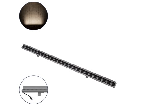 GLOBOSTAR® WASHERFAIA 90187 Μπάρα Φωτισμού Wall Washer με Αντιθαμβωτική Γρίλια LED 24W 2760lm 15° DC 24V Αδιάβροχο IP65 Φυσικό Λευκό 4500K Dimmable - Bridgelux SMD Chip - Ασημί - Μ100 x Π4 x Υ5.5cm - 3 Χρόνια Εγγύηση