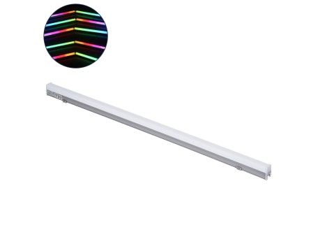 GLOBOSTAR® DIGIBAR 90214 Ψηφιακή Pixel Addressable Facade Μπάρα LED 12W 600lm 180° DC 24V Αδιάβροχο IP65 8 x Pixel Πολύχρωμο RGB Dimmable DMX512 SPI/TTL Protocol IC UCS512C0 - Bridgelux SMD Chip - Ασημί με Λευκό Γαλακτερό Κάλυμμα - Μ100 x Π3 x Υ4.5cm - 3 