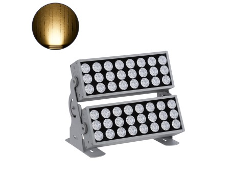 GloboStar® FLOOD-ZENA 90220 Προβολέας Wall Washer για Φωτισμό Κτιρίων LED 120W 10800lm 3° DC 24V Αδιάβροχο IP65 L38 x W30.5 x H24cm Θερμό Λευκό 2700K - Ασημί - 3 Years Warranty