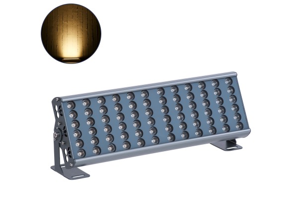 GloboStar® FLOOD-TENA 90221 Προβολέας Wall Washer για Φωτισμό Κτιρίων LED 72W 6480lm 10° DC 24V Αδιάβροχο IP65 L46.5 x W7 x H16.5cm Θερμό Λευκό 2700K - Ασημί - 3 Years Warranty