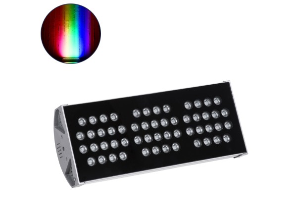GloboStar® FLOOD-TENA 90224 Προβολέας Wall Washer για Φωτισμό Κτιρίων LED 108W 9180lm 10° DC 24V Αδιάβροχο IP65 Μ43.5 x Π15.5 x Υ18cm RGBW DMX512 - Ασημί - 3 Years Warranty