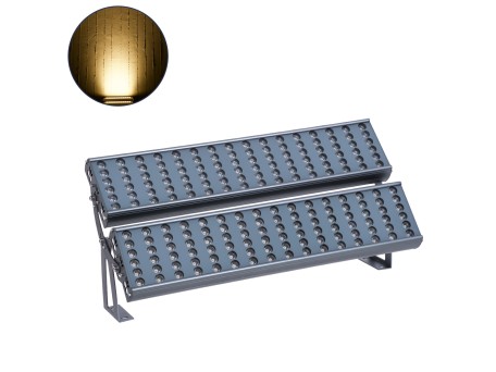 GloboStar® FLOOD-TENA 90225 Προβολέας Wall Washer για Φωτισμό Κτιρίων LED 192W 17280lm 10° DC 24V Αδιάβροχο IP65 L68.5 x W33 x H24cm Θερμό Λευκό 2700K - Ασημί - 3 Years Warranty