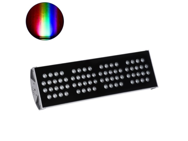 GloboStar® FLOOD-TENA 90226 Προβολέας Wall Washer για Φωτισμό Κτιρίων LED 144W 12240lm 10° DC 24V Αδιάβροχο IP65 L57 x W18 x H19.5cm RGBW DMX512 - Ασημί - 3 Years Warranty