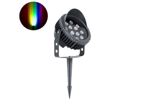 GLOBOSTAR® TREEVINA 90362 Φωτιστικό Σποτ με Αντιθαμβωτική Γρίλια για Φυτά - Δέντρα με Βάση Κήπου / Καρφωτό LED 24W 2040lm 10° DC 24V Αδιάβροχο IP65 Πολύχρωμο RGBW Dimmable DMX512 - Bridgelux SMD Chip - Γκρι Ανθρακί - Μ21.5 x Π18.3 x Υ14cm - 3 Χρόνια Εγγύη