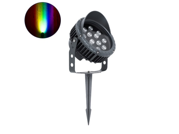 GLOBOSTAR® TREEVINA 90362 Φωτιστικό Σποτ με Αντιθαμβωτική Γρίλια για Φυτά - Δέντρα με Βάση Κήπου / Καρφωτό LED 24W 2040lm 10° DC 24V Αδιάβροχο IP65 Πολύχρωμο RGBW Dimmable DMX512 - Bridgelux SMD Chip - Γκρι Ανθρακί - Μ21.5 x Π18.3 x Υ14cm - 3 Χρόνια Εγγύη