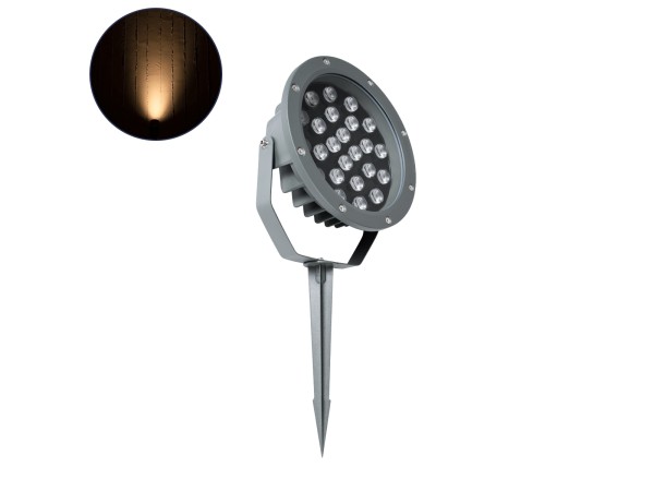 GloboStar® TREELIGHT-RIVA 90363 Σποτ Φωτισμού Ειδικό για Φυτά - Δέντρα με Βάση Κήπου / Καρφωτό LED 24W 2040lm 10° DC 24V Αδιάβροχο IP67 Φ20.5 x Υ6.5cm Αρχιτεκτονικό Πορτοκαλί 2200K - Γκρι Ανθρακί - 3 Years Warranty