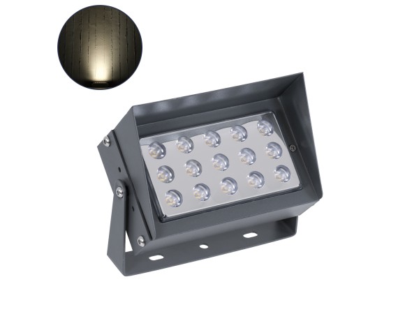 GLOBOSTAR® FLOODKAMY 90373 Προβολέας Σποτ Wall Washer με Αντιθαμβωτική Γρίλια LED 30W 3450lm 5° DC 24V Αδιάβροχο IP65 Φυσικό Λευκό 4500K Dimmable - Bridgelux SMD Chip - Γκρι Ανθρακί - Μ19.5 x Π10.7 x Υ9.5cm - 3 Χρόνια Εγγύηση