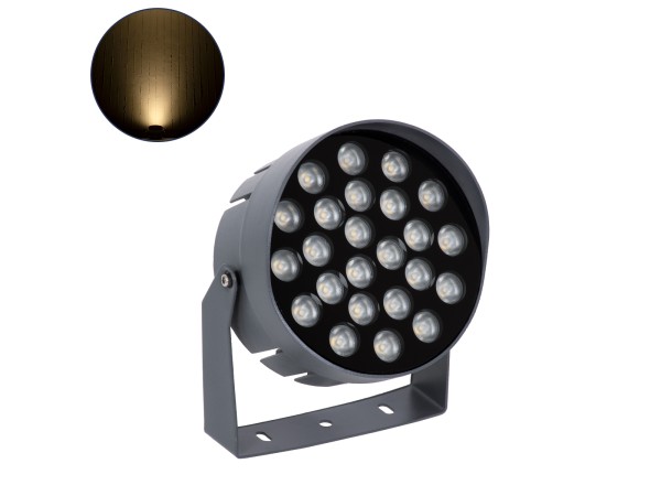 GLOBOSTAR® FLOODNIGMA 90378 Προβολέας Σποτ Wall Washer LED 24W 2160lm 30° DC 24V Αδιάβροχο IP65 Θερμό Λευκό 2700K Dimmable - Bridgelux SMD Chip - Γκρι Ανθρακί - Μ15 x Π15 x Υ9.1cm - 3 Χρόνια Εγγύηση
