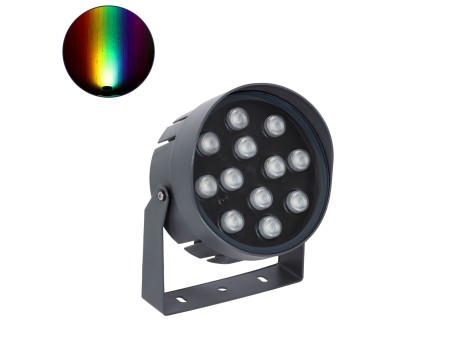 GLOBOSTAR® FLOODNIGMA 90396 Προβολέας Σποτ Wall Washer με Αντιθαμβωτική Γρίλια LED 24W 1920lm 30° DC 24V Αδιάβροχο IP65 Πολύχρωμο RGBW Dimmable DMX512 - Bridgelux SMD Chip - Γκρι Ανθρακί - Μ15 x Π15 x Υ9.1cm - 3 Χρόνια Εγγύηση