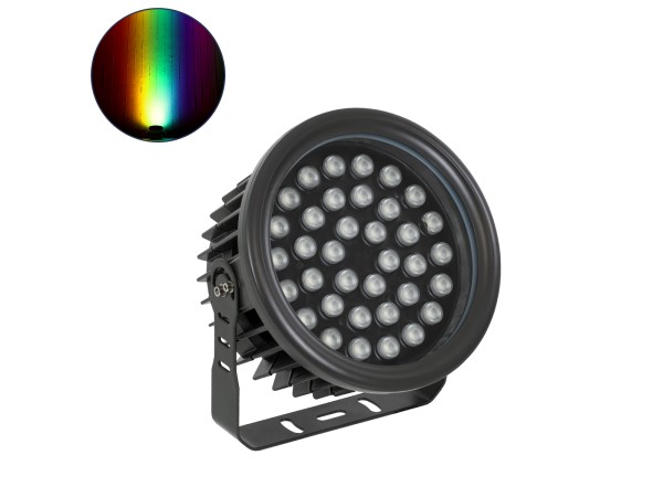 GLOBOSTAR® FLOODNEVA 90400 Προβολέας Σποτ Wall Washer LED 72W 6120lm 30° DC 24V Αδιάβροχο IP65 Πολύχρωμο RGBW Dimmable DMX512 - Bridgelux SMD Chip - Μαύρο - Μ24.5 x Π24.5 x Υ14.7cm - 3 Χρόνια Εγγύηση