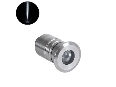 GLOBOSTAR® UNDERWATERDANI 90412 Υποβρύχιο Χωνευτό Σποτ για Σιντριβάνια/Πισίνες LED 1W 100lm 5° DC 24V Αδιάβροχο IP68 Ψυχρό Λευκό 6000K Dimmable - Bridgelux SMD Chip - Ανοξείδωτο Ατσάλι SS304 - Μ3 x Π3 x Υ5cm / Q2.5cm - 3 Χρόνια Εγγύηση