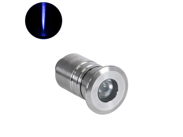 GLOBOSTAR® UNDERWATERDANI 90413 Υποβρύχιο Χωνευτό Σποτ για Σιντριβάνια/Πισίνες LED 1W 80lm 5° DC 24V Αδιάβροχο IP68 Μπλε Dimmable - Bridgelux SMD Chip - Ανοξείδωτο Ατσάλι SS304 - Μ3 x Π3 x Υ5cm / Q2.5cm - 3 Χρόνια Εγγύηση