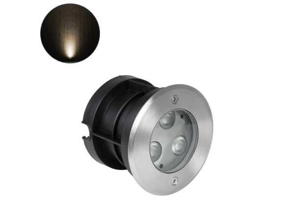 GLOBOSTAR® UNDERWATERHUNI 90414 Υποβρύχιο Χωνευτό Σποτ για Σιντριβάνια/Πισίνες LED 3W 270lm 30° DC 24V Αδιάβροχο IP68 Θερμό Λευκό 2700K Dimmable - Bridgelux SMD Chip - Ανοξείδωτο Ατσάλι SS304 - Μ10 x Π10 x Υ7.5cm / Q9cm - 3 Χρόνια Εγγύηση