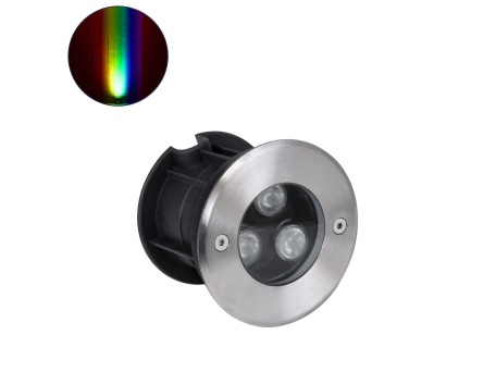GLOBOSTAR® UNDERWATERHUNI 90416 Υποβρύχιο Χωνευτό Σποτ για Σιντριβάνια/Πισίνες LED 3W 300lm 30° DC 24V Αδιάβροχο IP68 Πολύχρωμο RGBW Dimmable DMX512 - Bridgelux SMD Chip - Ανοξείδωτο Ατσάλι SS304 - Μ10 x Π10 x Υ7.5cm / Q9.5 - 3 Χρόνια Εγγύηση