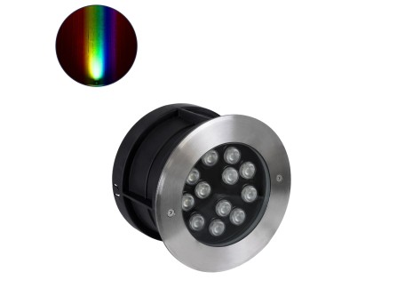 GLOBOSTAR® UNDERWATERTUNI 90422 Υποβρύχιο Χωνευτό Σποτ για Σιντριβάνια/Πισίνες LED 12W 1200lm 30° DC 24V Αδιάβροχο IP68 Πολύχρωμο RGBW Dimmable DMX512 - Bridgelux SMD Chip - Ανοξείδωτο Ατσάλι SS304 - Μ18 x Π18 x Υ11cm / Q17.5 - 3 Χρόνια Εγγύηση
