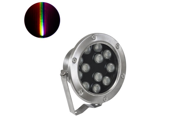 GLOBOSTAR® UNDERWATERJERRY 90425 Υποβρύχιο Επιφανειακό Σποτ για Σιντριβάνια/Πισίνες LED 12W 1200lm 30° DC 24V Αδιάβροχο IP68 Πολύχρωμο RGBW Dimmable DMX512 - Bridgelux SMD Chip - Ανοξείδωτο Ατσάλι 304 - Μ14.5 x Π7 x Υ19cm - 3 Χρόνια Εγγύηση